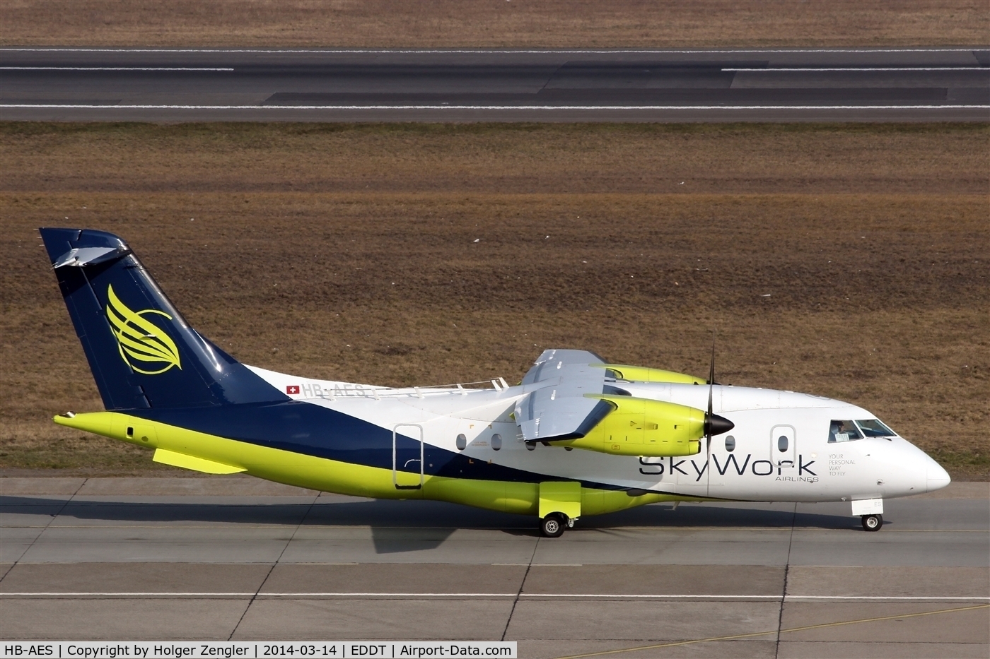 HB-AES, 1995 Dornier 328-110 C/N 3021, On taxi to departure..