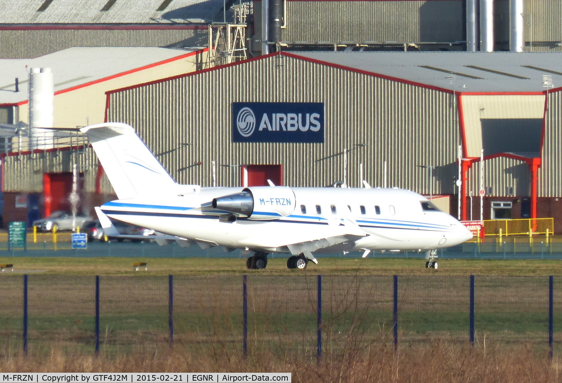 M-FRZN, 2012 Bombardier Challenger 605 (CL-600-2B16) C/N 5920, M-FRZN at Chester /Hawarden 21.2.15