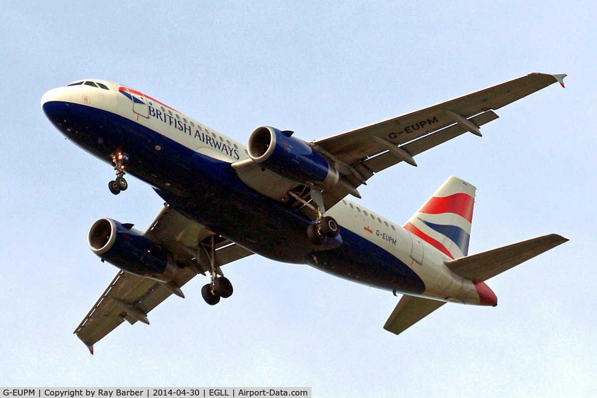 G-EUPM, 2000 Airbus A319-131 C/N 1258, Airbus A319-131 [1258] (British Airways) Home~G 30/04/2014. On approach 27R.