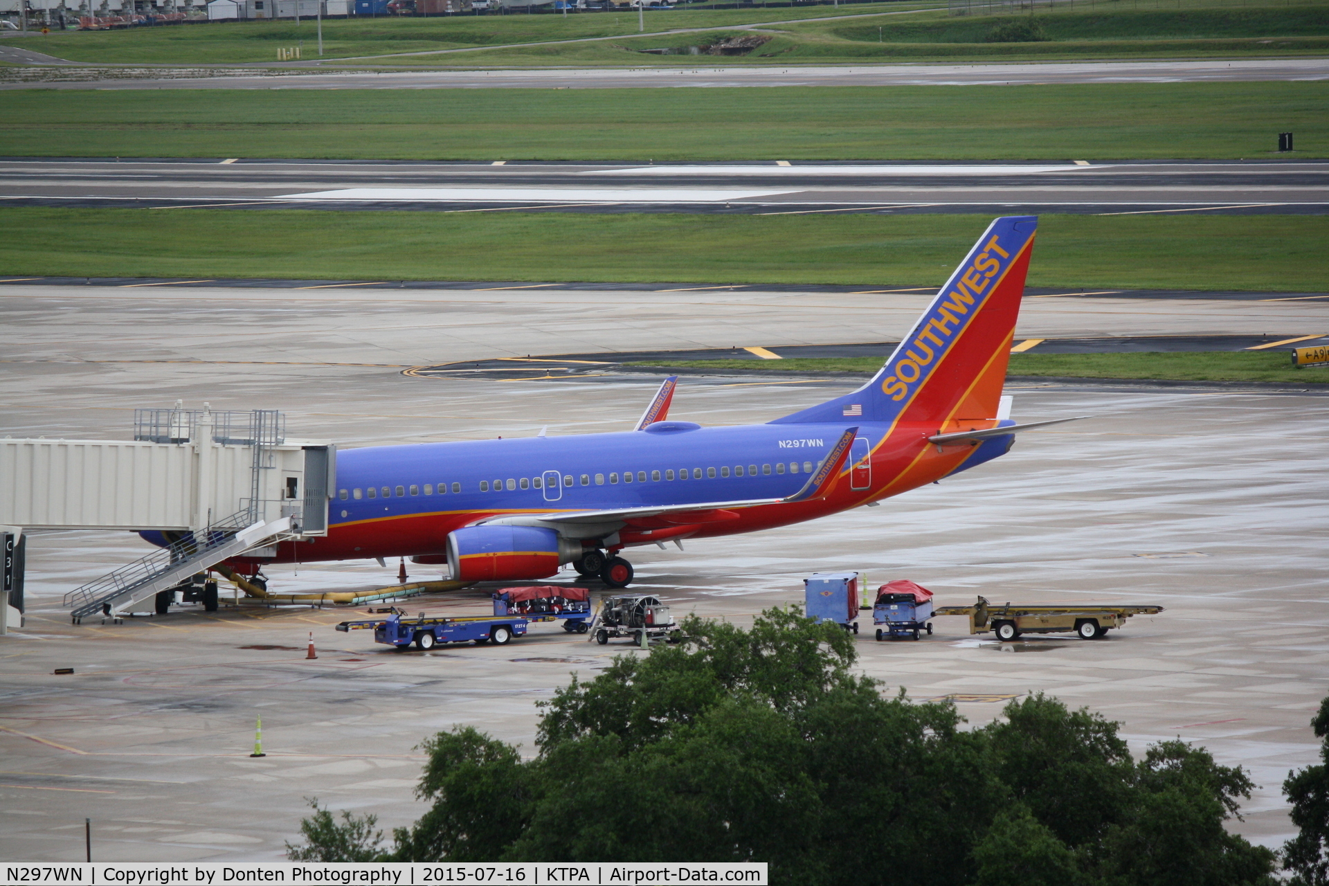 N297WN, 2007 Boeing 737-7H4 C/N 32542, Southwest Flight 3220 (N297WN) sits at the gate at Tampa International Airport following a flight from Indianaplis International Airport