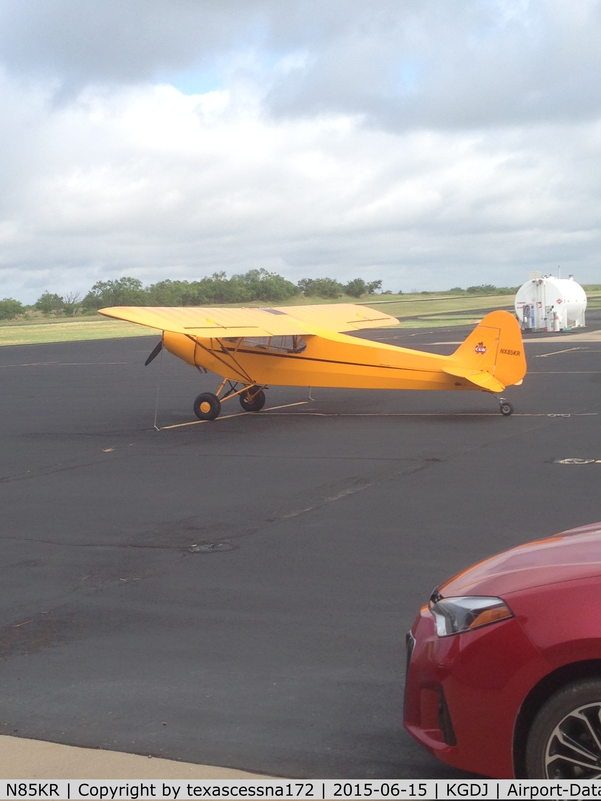 N85KR, Wag-Aero Super Sport C/N 4685, On the ramp at Granbury Municipal on June 15, 2015.