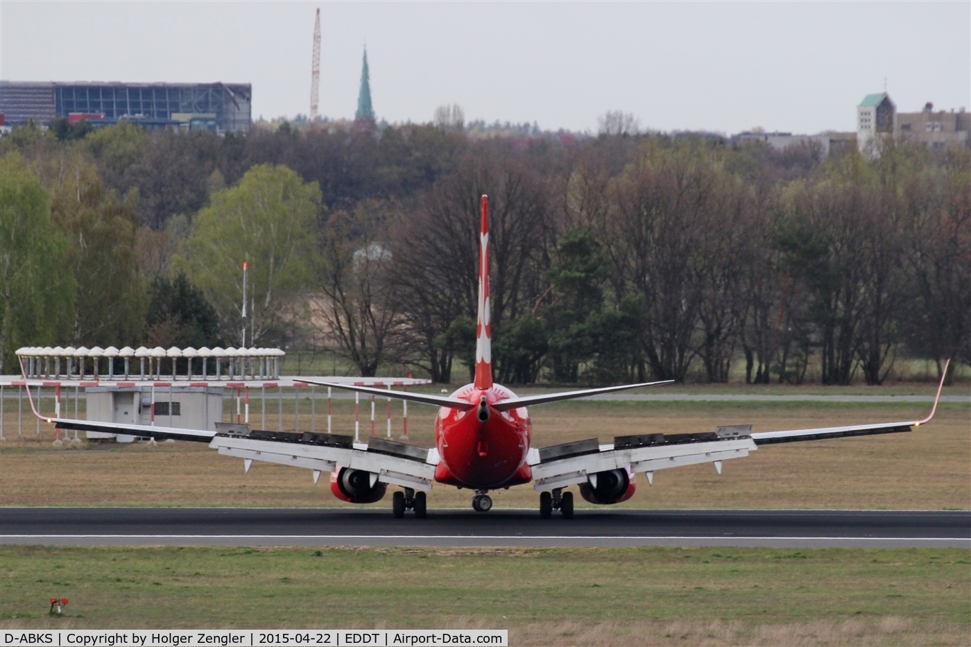 D-ABKS, 2011 Boeing 737-86J C/N 36880, ... and was doing a u-turn on runway to reach apron asap.