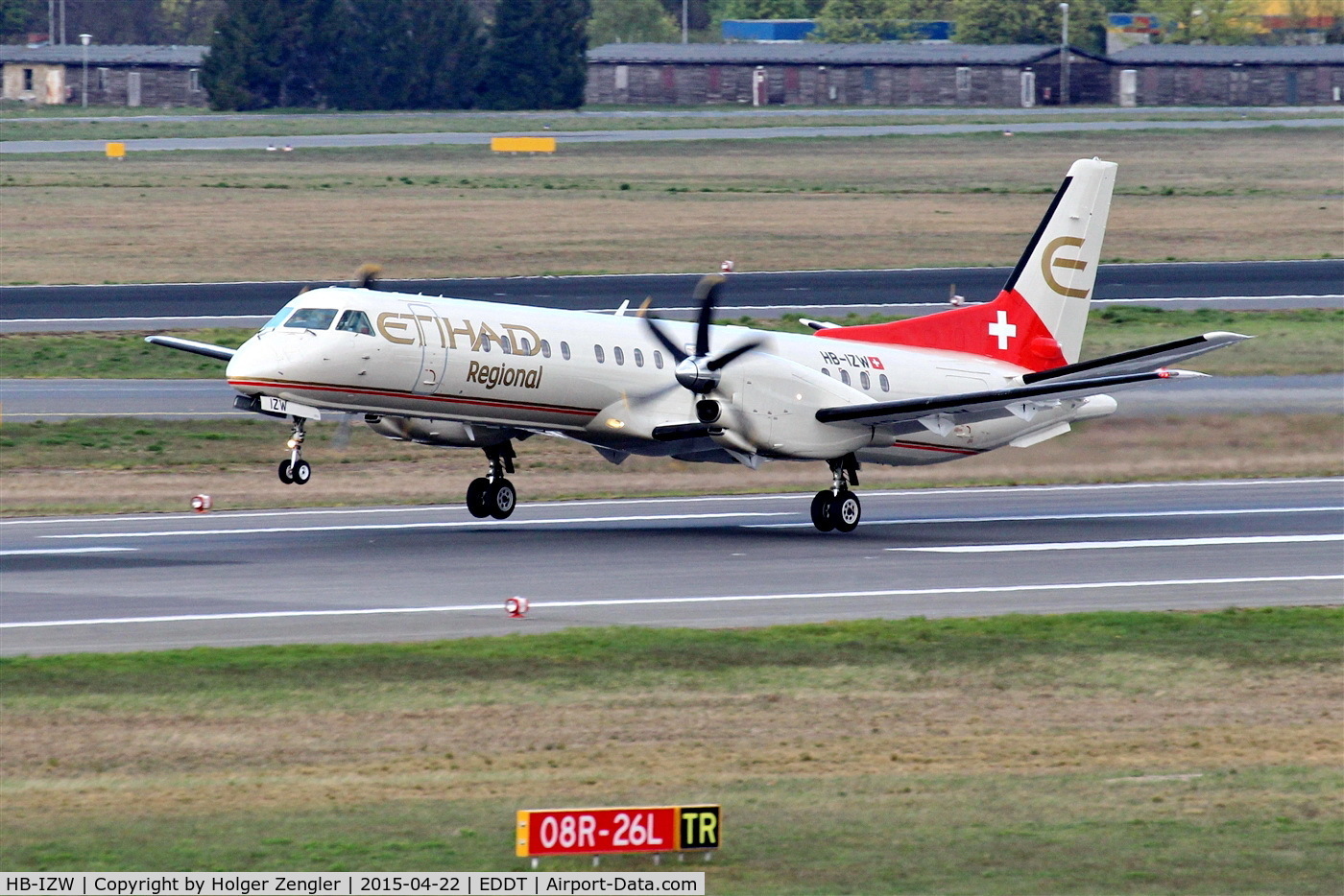 HB-IZW, 1996 Saab 2000 C/N 2000-039, Departing for southbound flight to GVA...