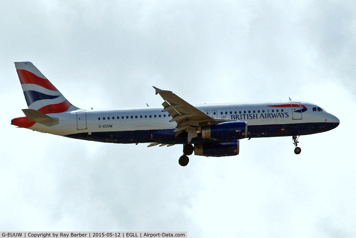 G-EUUW, 2008 Airbus A320-232 C/N 3499, Airbus A320-232 [3499] (British Airways) Home~G 12/05/2015. On approach 27L.