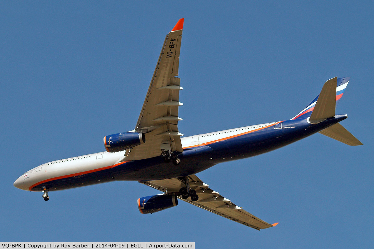 VQ-BPK, 2012 Airbus A330-343X C/N 1345, Airbus A330-343X [1345] (Aeroflot Russian Airlines) Home~G 09/04/2014. On approach 27R.