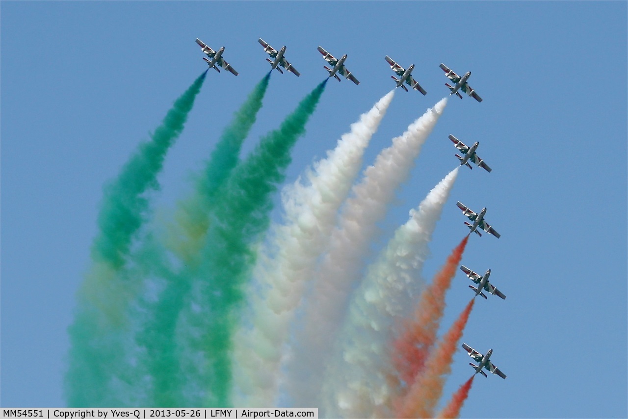 MM54551, Aermacchi MB-339PAN C/N 6772/167/AD018, Italian Air Force Aermacchi MB-339PAN, Frecce Tricolori Leader, Salon De Provence Air Base 701 (LFMY) Open day 2013