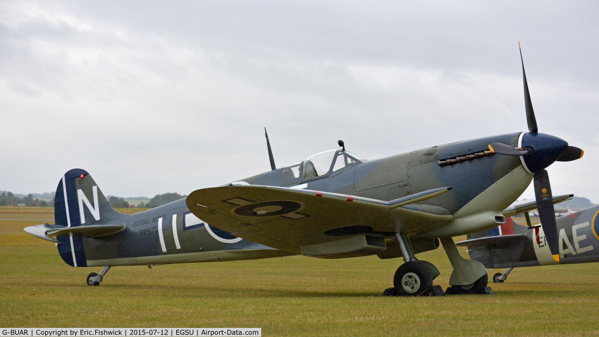 G-BUAR, 1944 Supermarine 358 Seafire LF.III C/N AIR/2605/C23(C), 4. PP972 at The Flying Legends Air Show, July 2015.