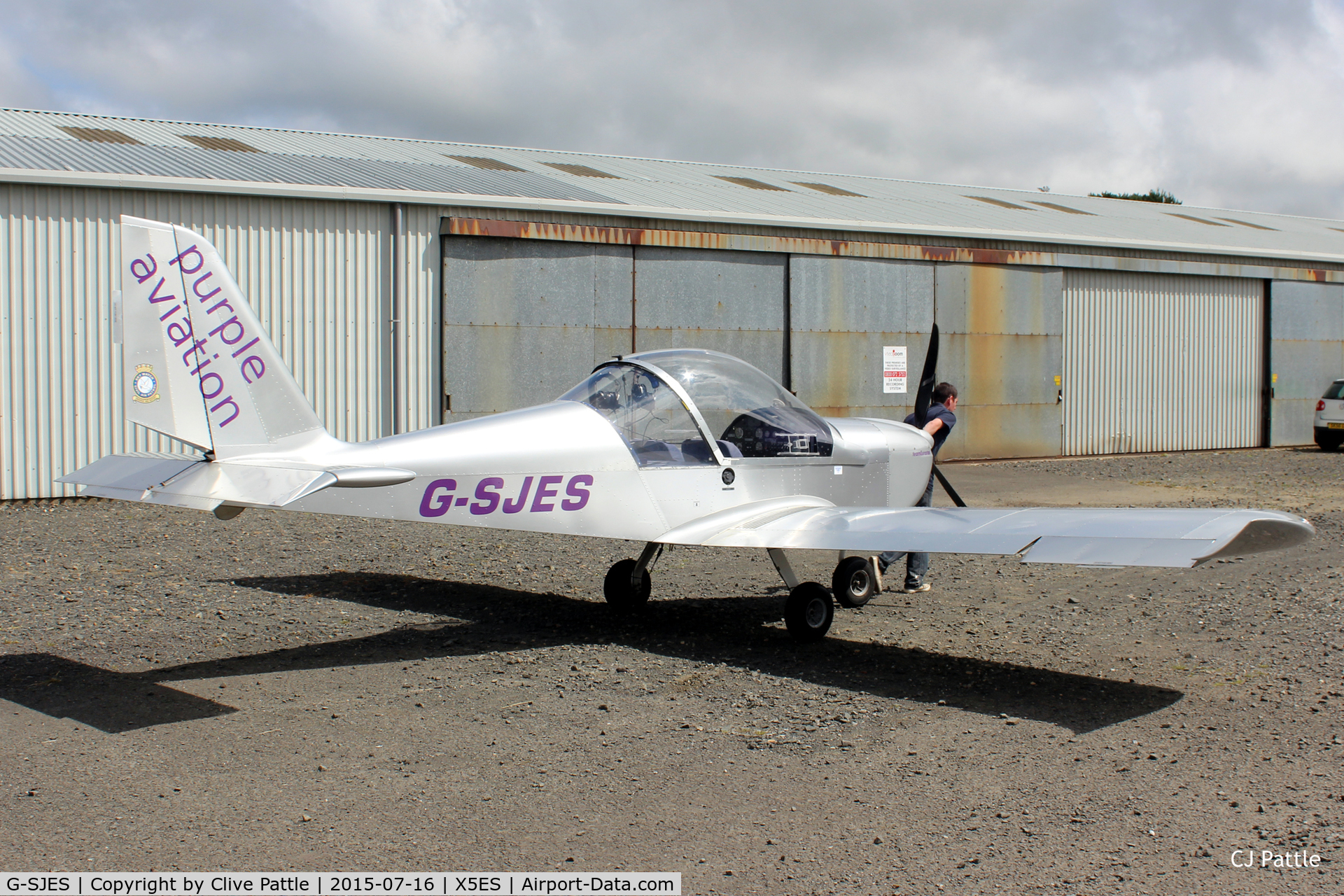 G-SJES, 2007 Cosmik EV-97 TeamEurostar UK C/N 2918, Under tow with based Purple Aviation at Eshott Airfield, Northumberland, UK.