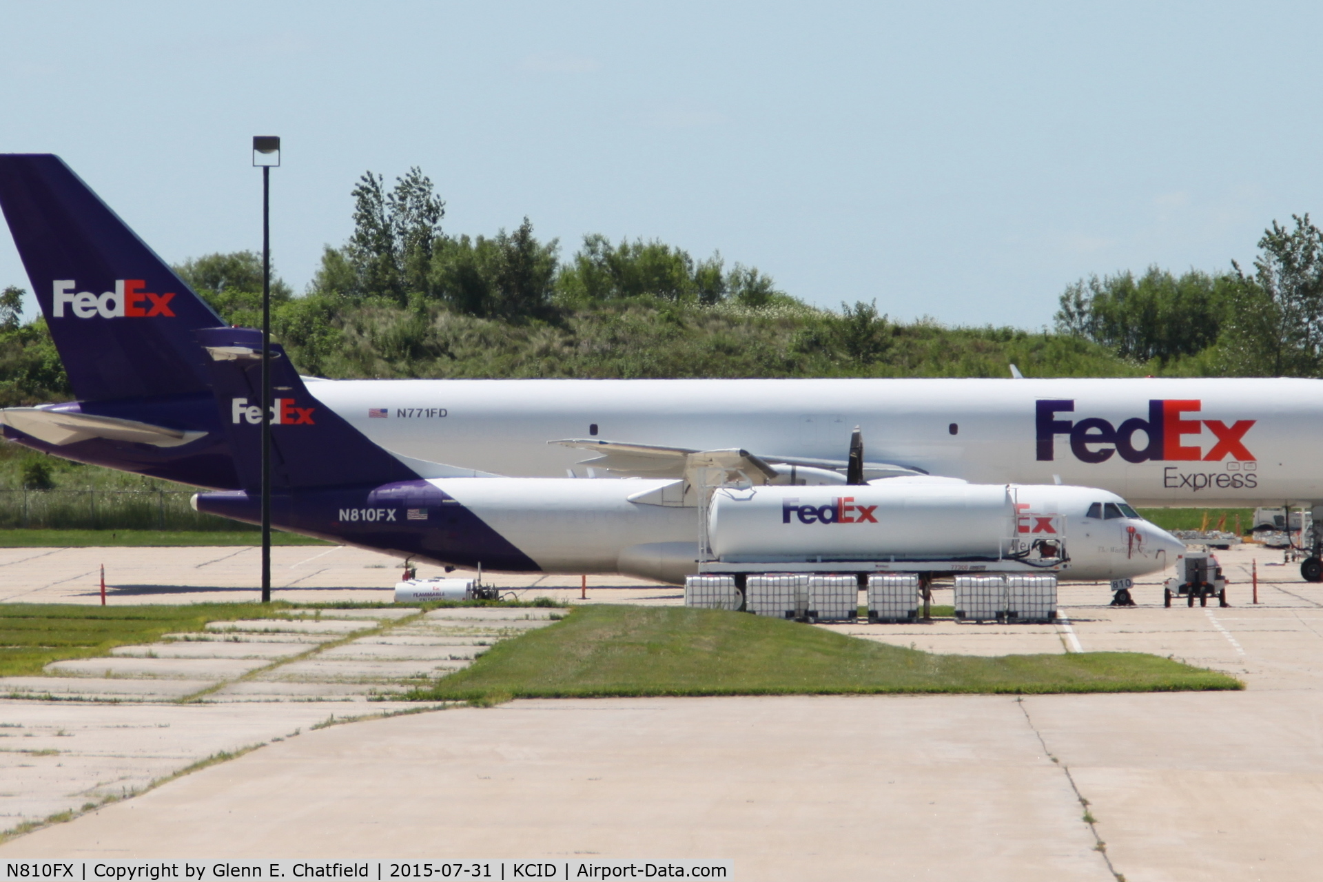 N810FX, 1991 ATR 72-202 C/N 220, Parked at the FedEx ramp, hiding behind a fuel tank