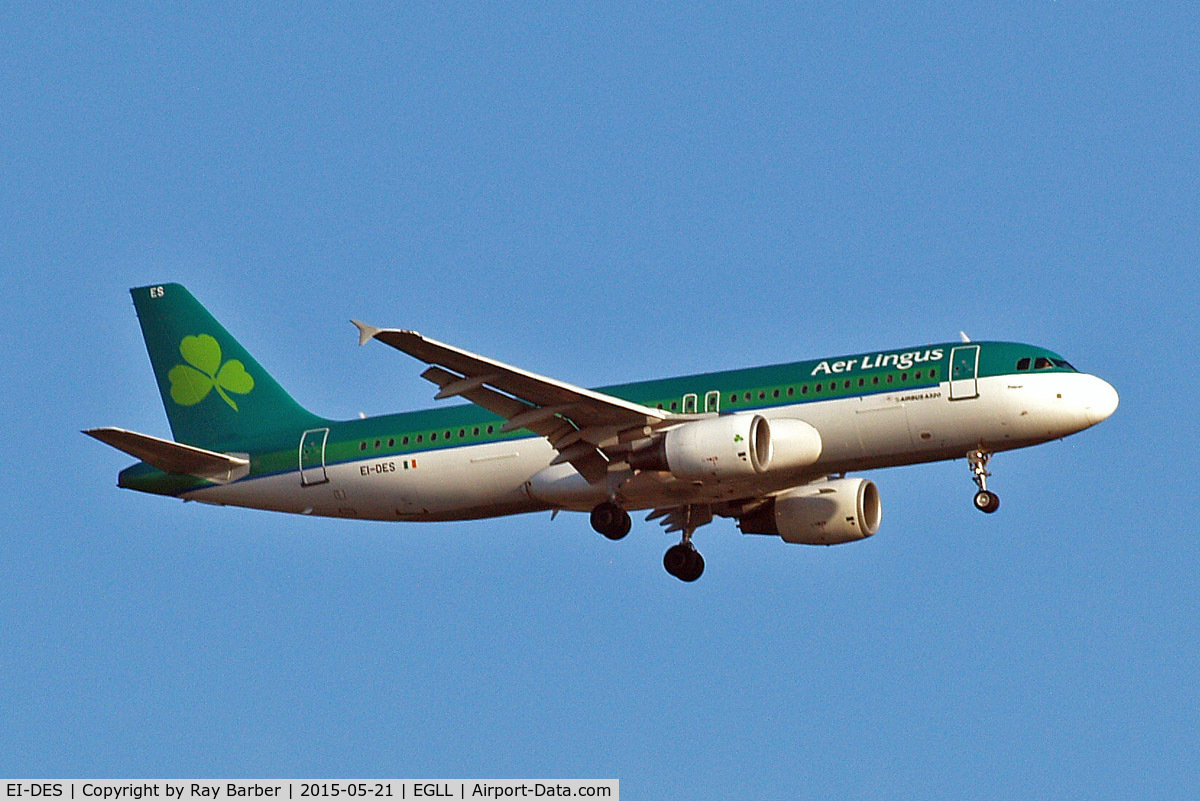EI-DES, 2005 Airbus A320-214 C/N 2635, EI-DES   Airbus A320-214 [2635] (Aer Lingus) Home~G 21/05/2015. On approach 27L.