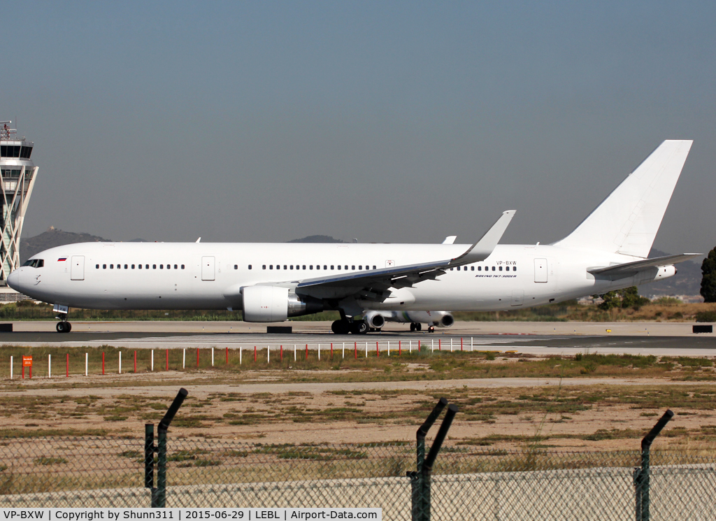 VP-BXW, 1998 Boeing 767-3Q8/ER C/N 27618, Lining up rwy 25L for departure... no titles and used by Azur Air