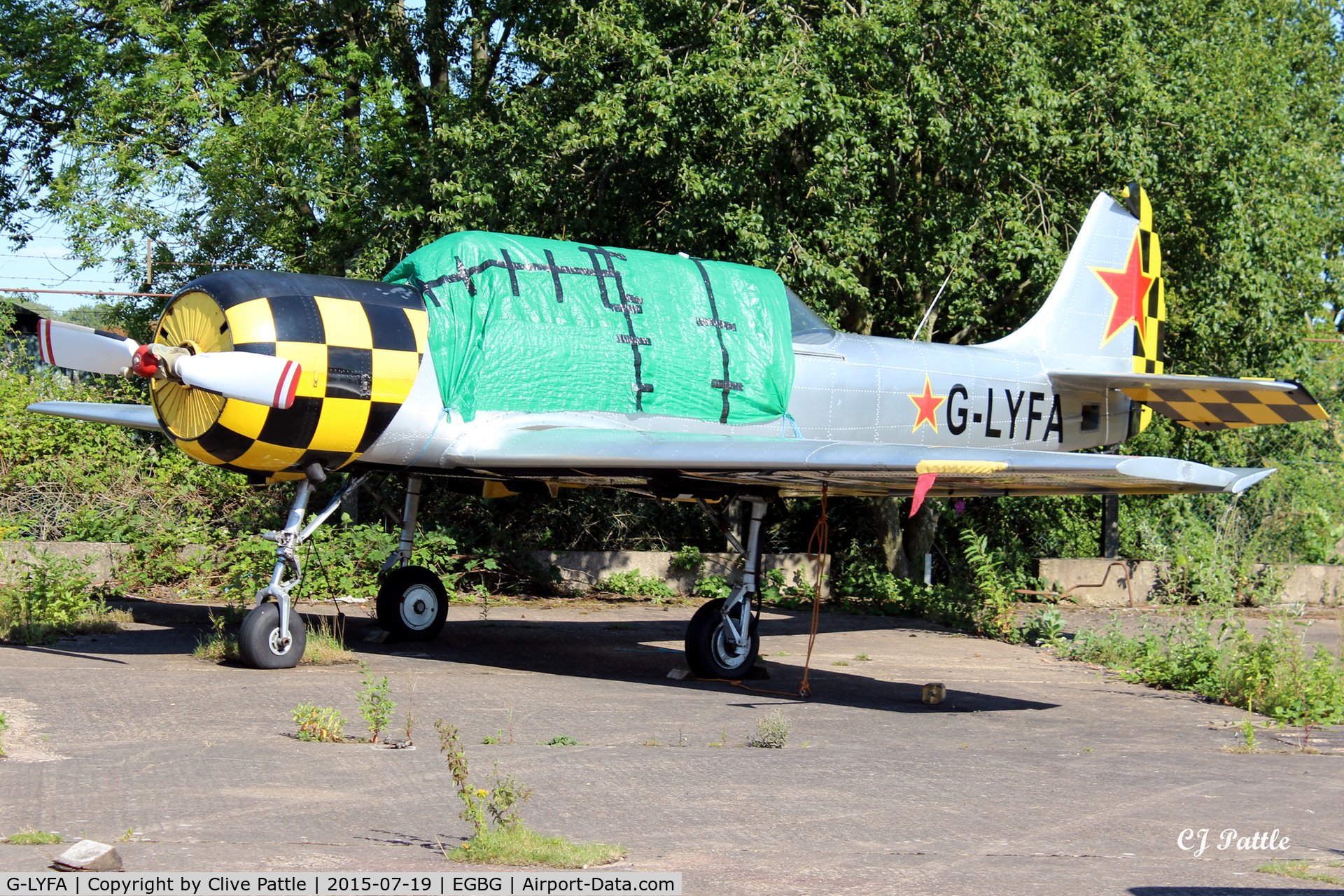 G-LYFA, 1982 Yakovlev Yak-52 C/N 822608, At Leicester EGBG