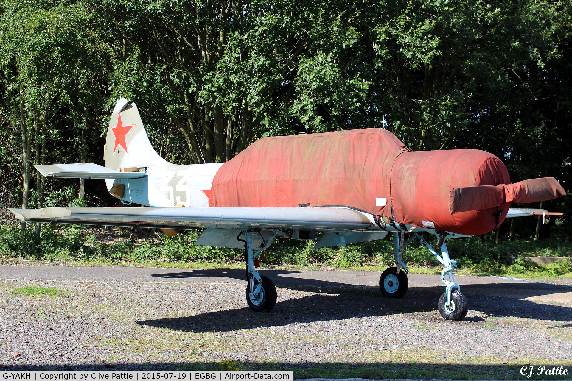 G-YAKH, 1989 Bacau Yak-52 C/N 899915, Parked at Leicester EGBG