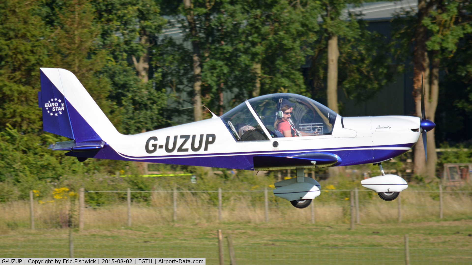 G-UZUP, 2006 Aerotechnik EV-97A Eurostar C/N PFA 315A-14528, 42. G-UZUP departing The Shuttleworth Wings and Wheels Airshow, Aug. 2015.