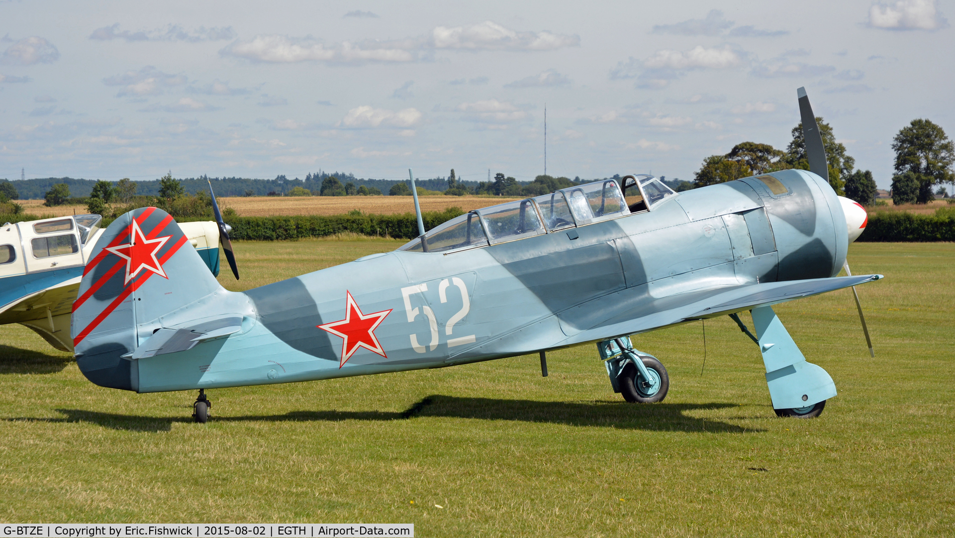 G-BTZE, 1955 Let C-11 (Yak-11) C/N 171312, 2. G-BTZE on the flight line at The Shuttleworth Wings and Wheels Airshow, Aug. 2015.