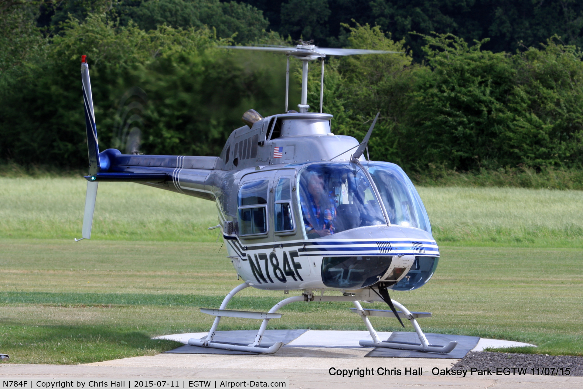 N784F, Bell 206B JetRanger C/N 2508, at Oaksey Park