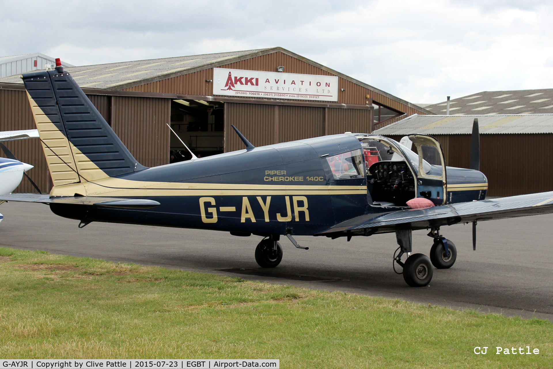 G-AYJR, 1970 Piper PA-28-140 Cherokee C/N 28-26694, Parked up at Turweston airfield EGBT