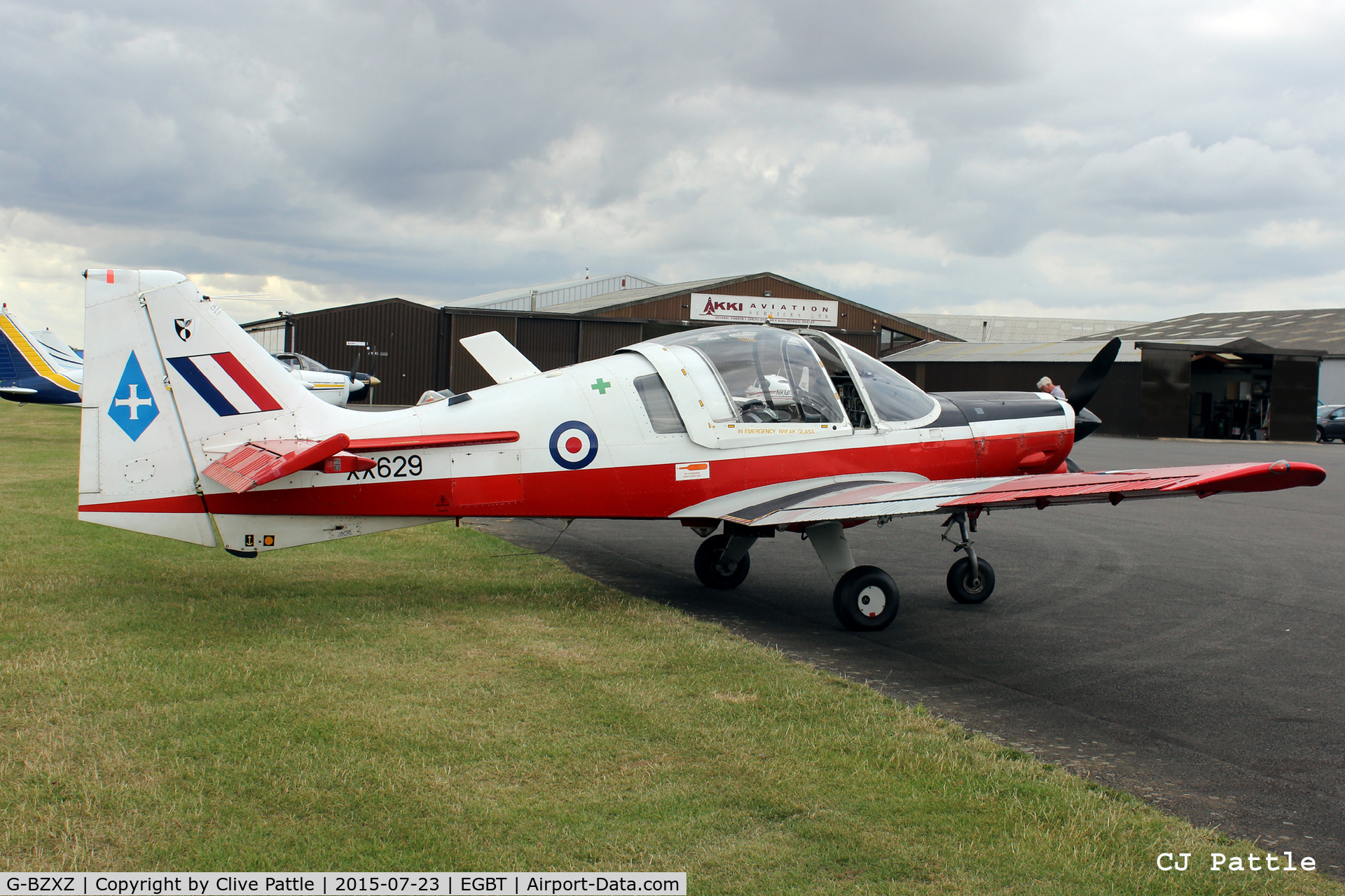 G-BZXZ, 1974 Scottish Aviation Bulldog T.1 C/N BH120/294, Parked at Turweston Aerodrome EGBT
