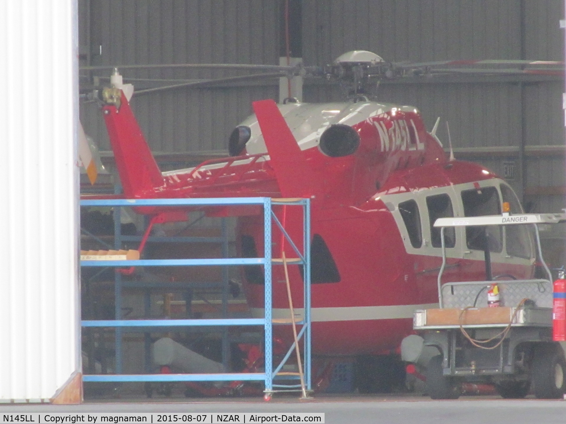 N145LL, Eurocopter-Kawasaki EC-145 (BK-117C-2) C/N 9574, Hiding inside airbus hangar - yet another super yacht rotorcraft visitor to Auckland.