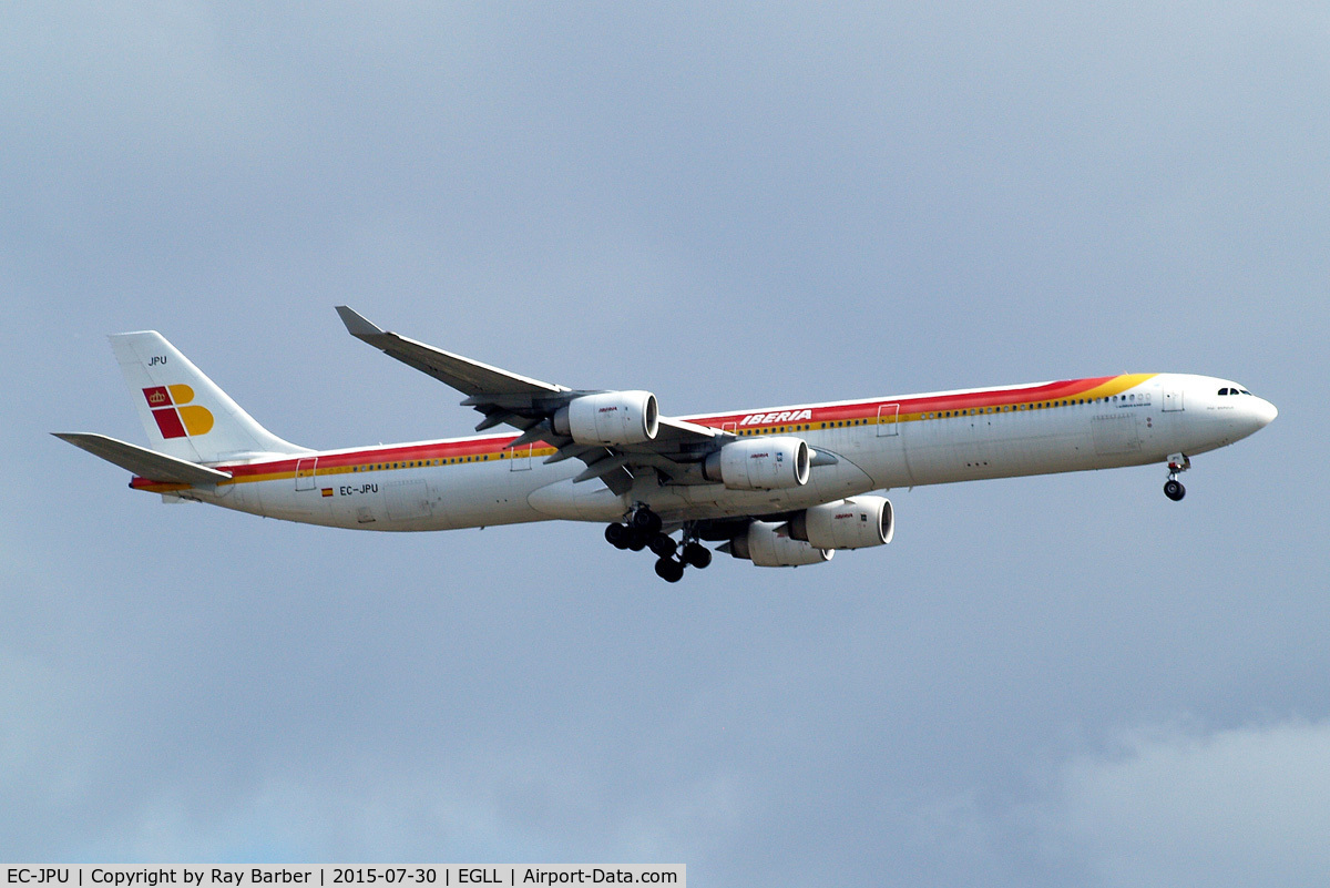 EC-JPU, 2006 Airbus A340-642 C/N 744, Airbus A340-642 [744] (Iberia) Home~G 30/07/2015. On approach 27L.