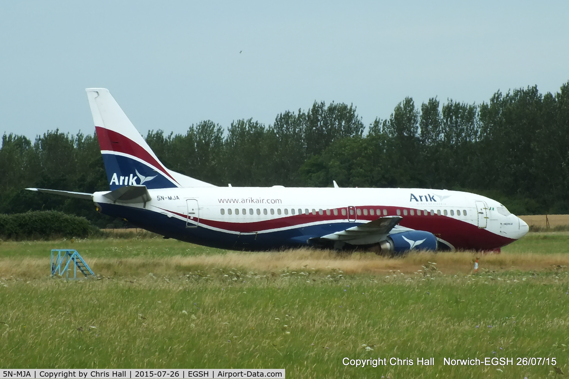 5N-MJA, 1989 Boeing 737-322 C/N 24454, ex Arik Air, stored at Norwich