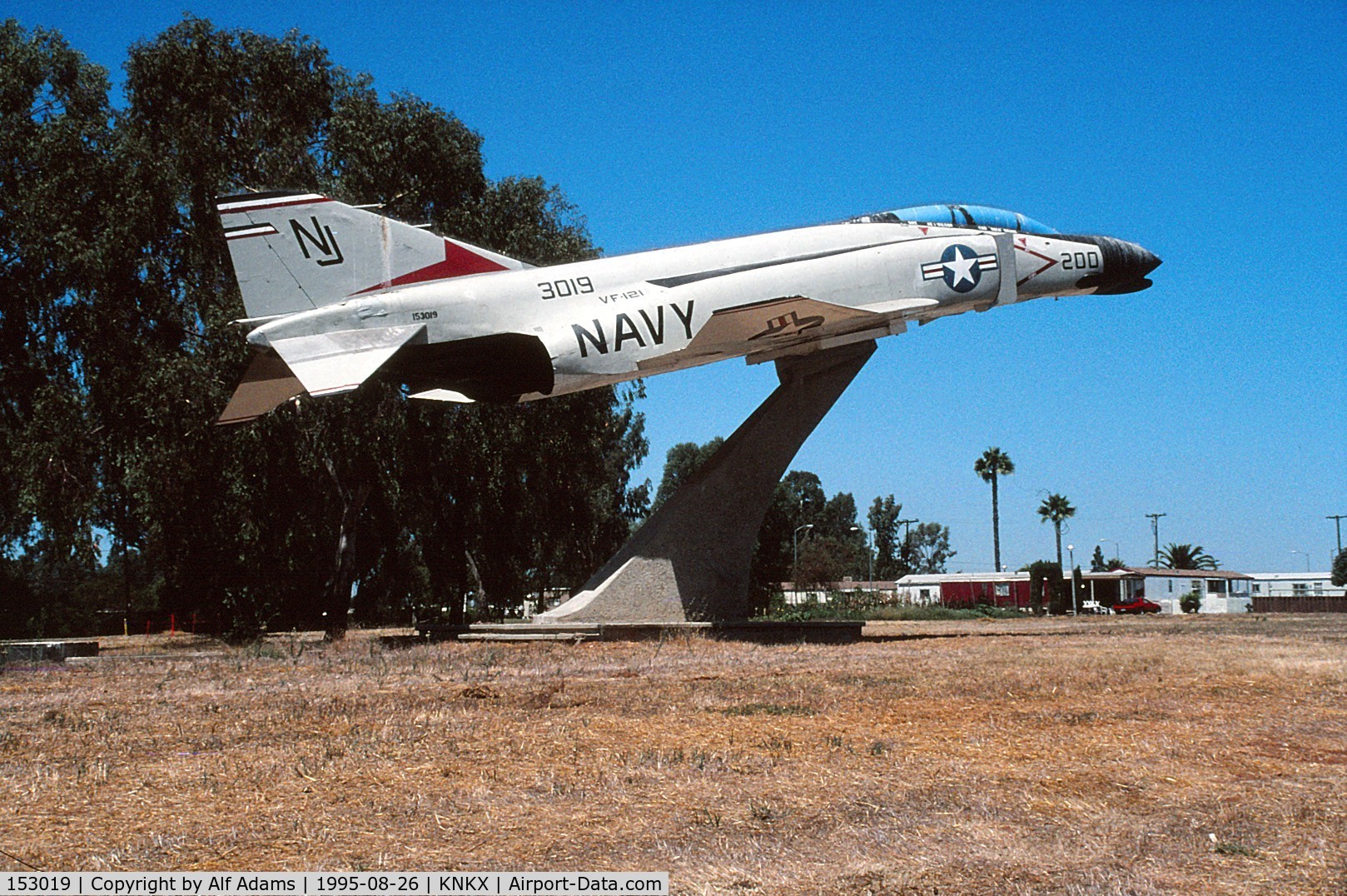 153019, McDonnell F-4N Phantom II C/N 1509, Shown displayed at NAS Miramar, San Diego, California, in 1995. This aircraft is now on display at NAS Key West, Florida.