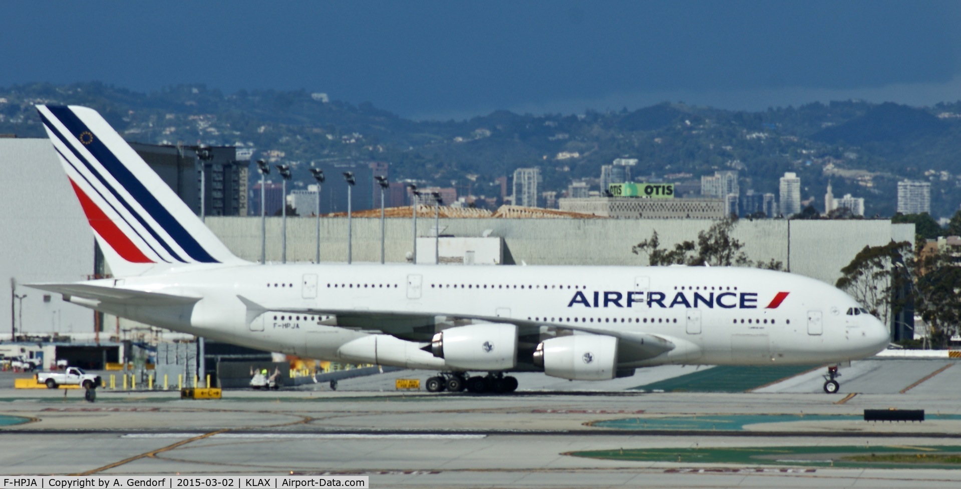 F-HPJA, 2010 Airbus A380-861 C/N 033, Air France is here taxiing at Los Angeles Int'l(KLAX)