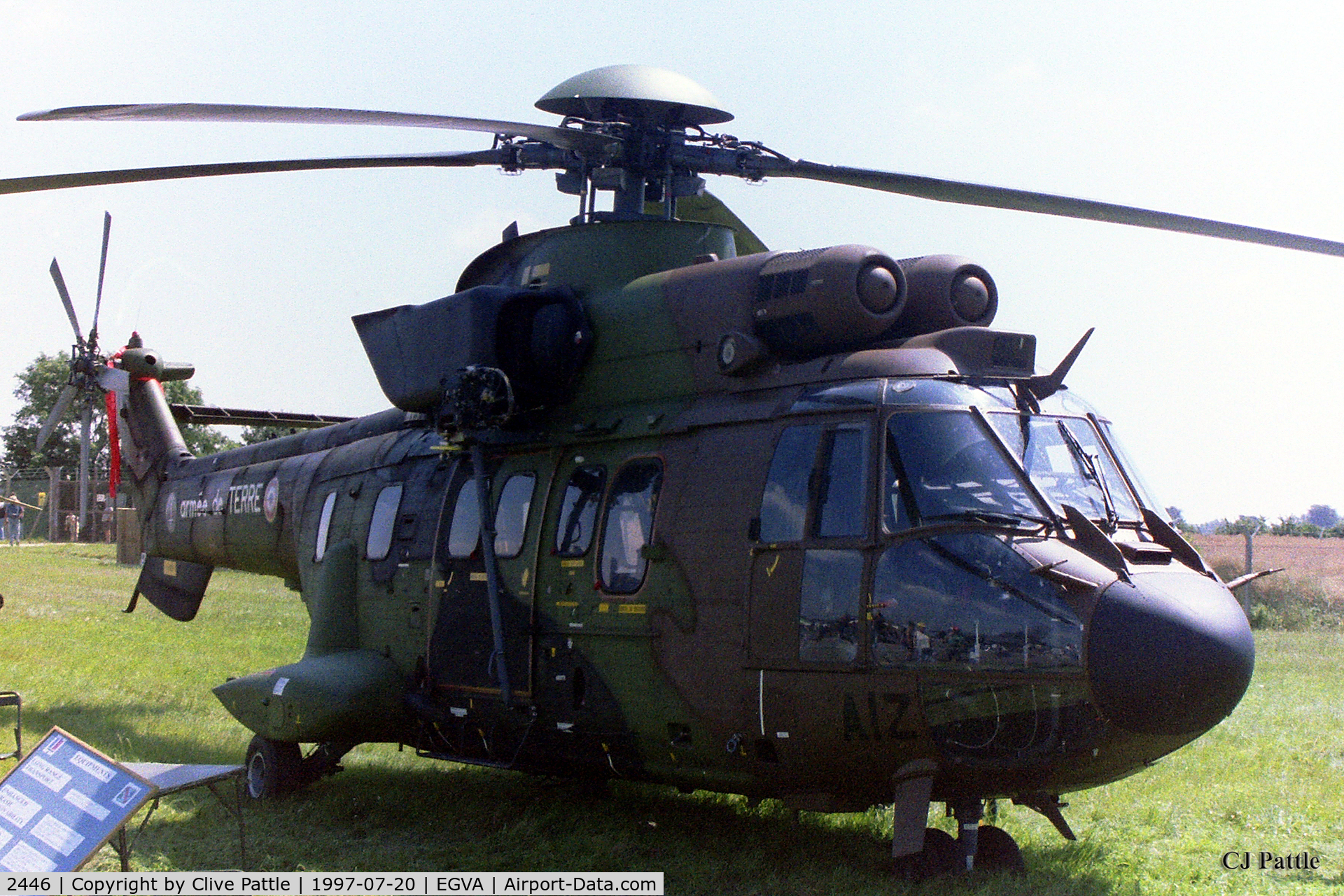 2446, Aérospatiale AS-532UL Cougar C/N 2446, Pictured at RIAT RAF Fairford EGVA 1997 whilst serving with the French Army 4 RHCM/EHM-3 coded AIZ