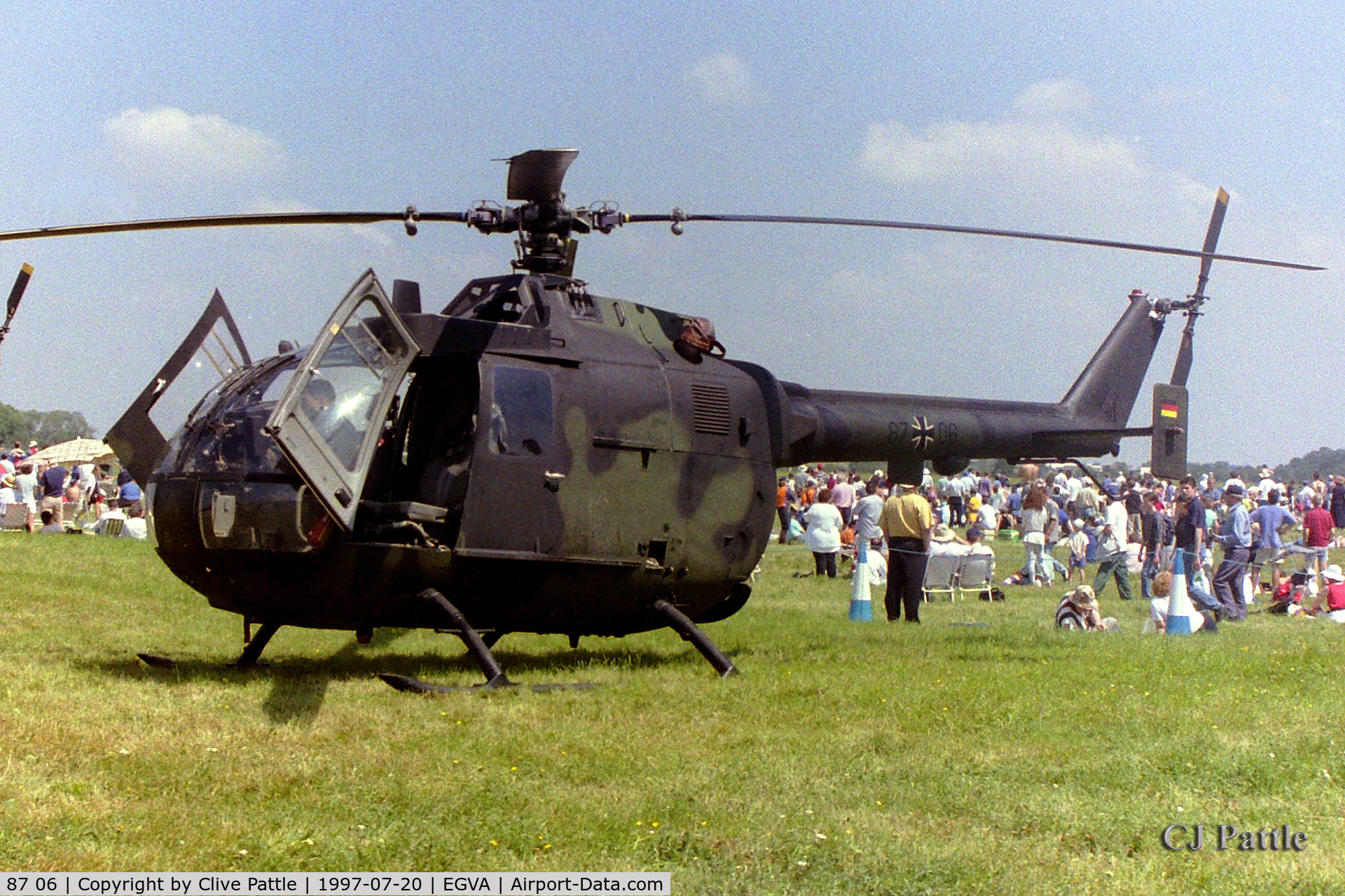 87 06, MBB Bo.105P C/N 6106, Pictured at RIAT RAF Fairford EGVA 1997 whilst serving with German Army (Heer) HFR-36