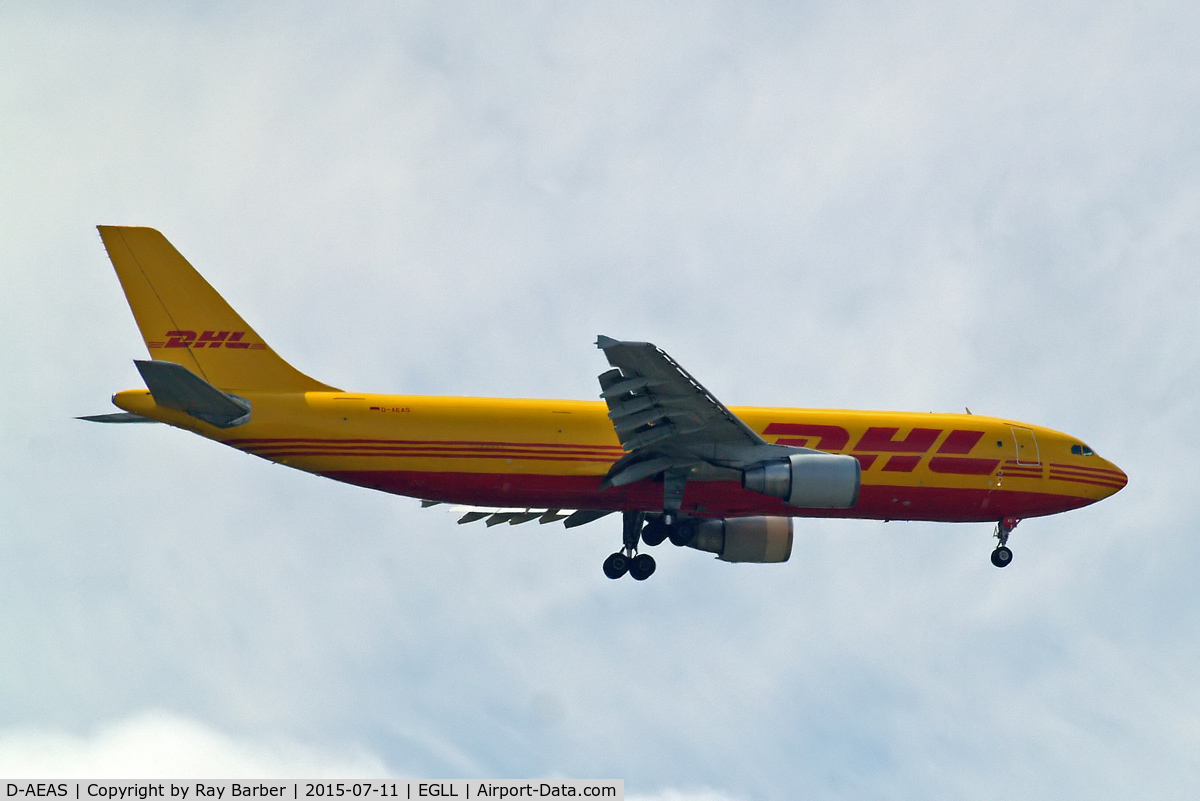 D-AEAS, 1994 Airbus A300B4-622R(F) C/N 737, Airbus A300B4-622R [737] (DHL) Home~G 11/07/2015. On approach 27L