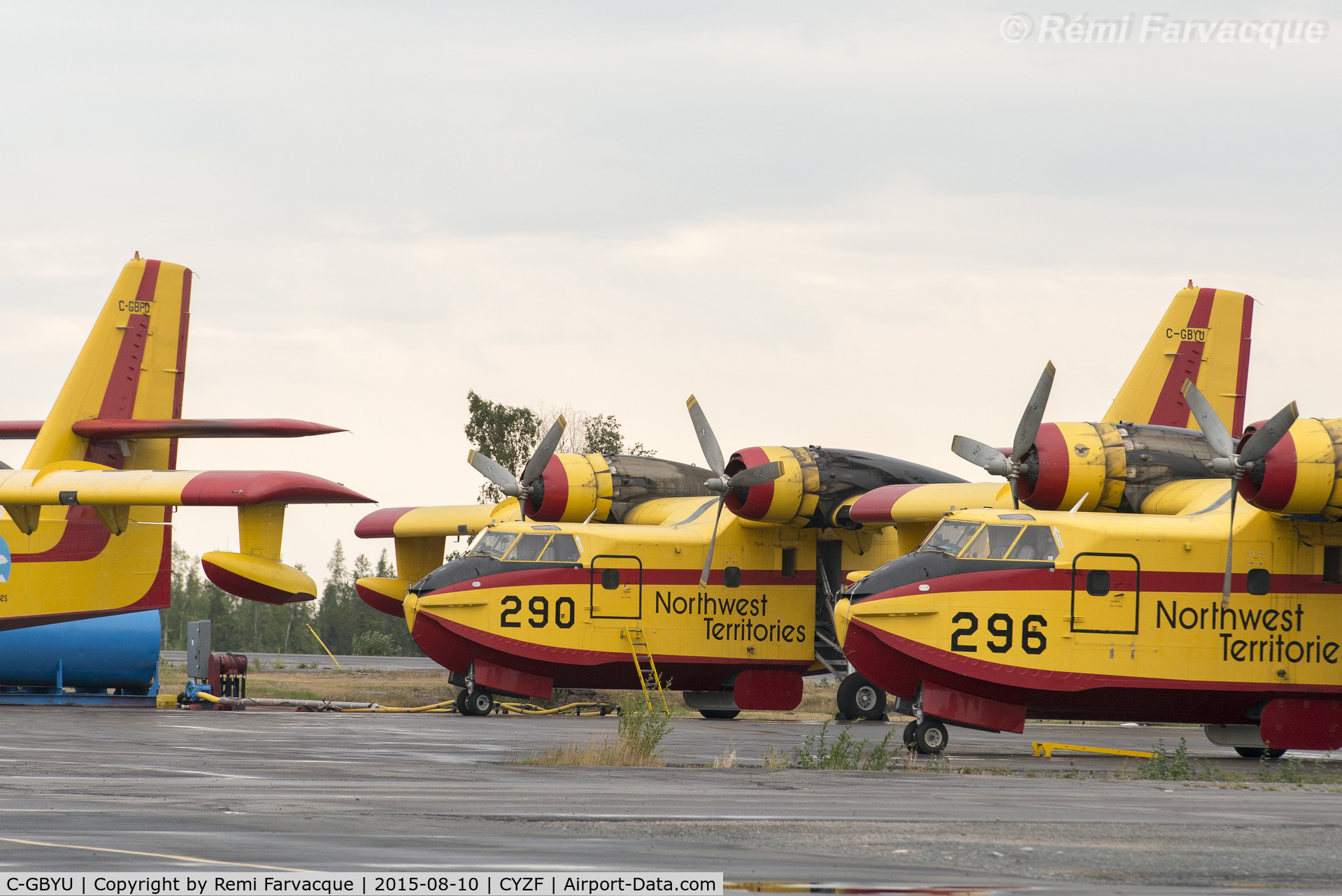 C-GBYU, 1985 Canadair CL-215-6B11(CL-215T) C/N 1083, Hiding behind the other CL215.
