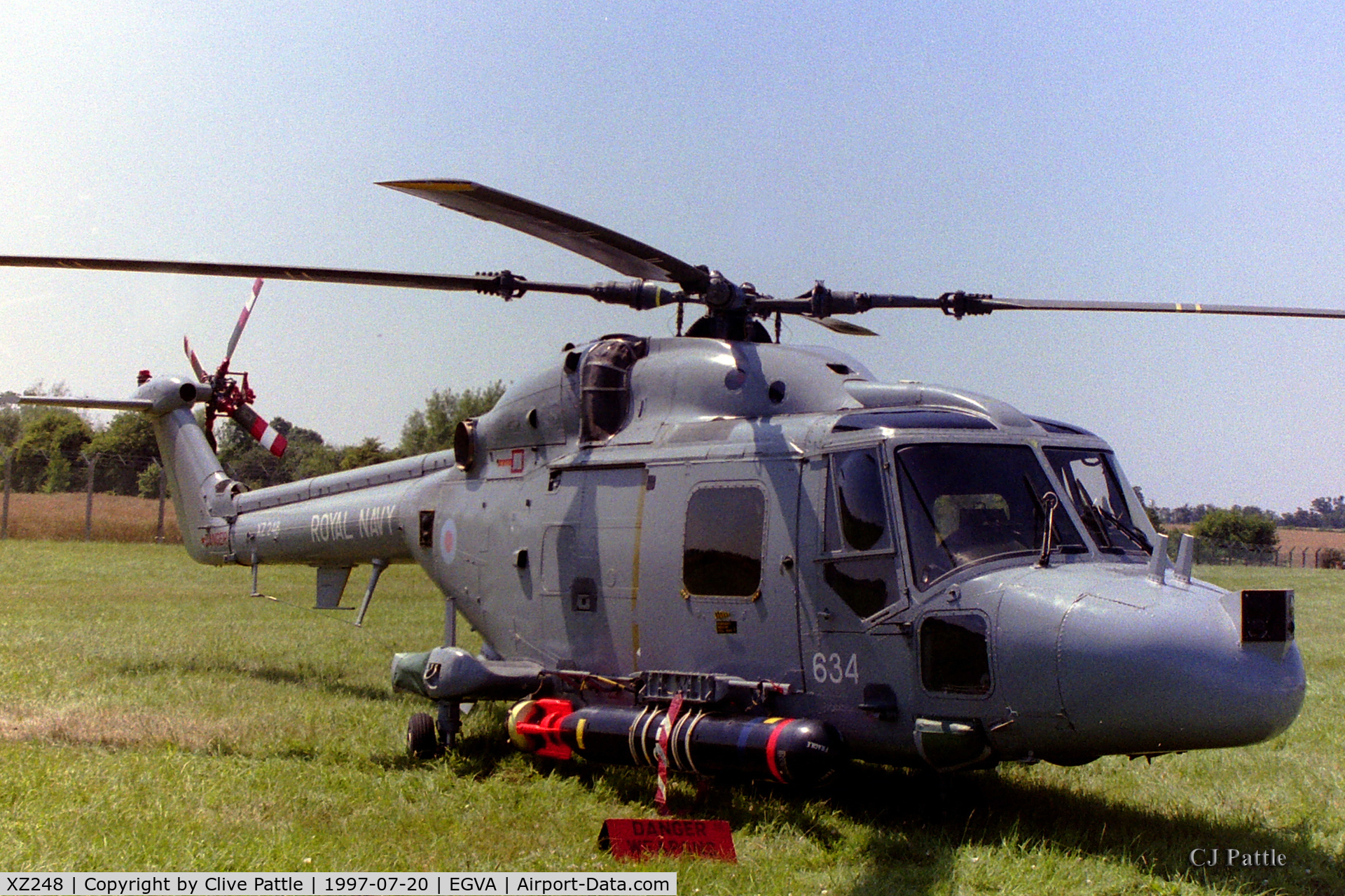XZ248, 1978 Westland Lynx HAS.3S C/N 080, On display at RIAT '97 at RAF Fairford EGVA whilst coded '634' with 702 Naval Air Sqn RN