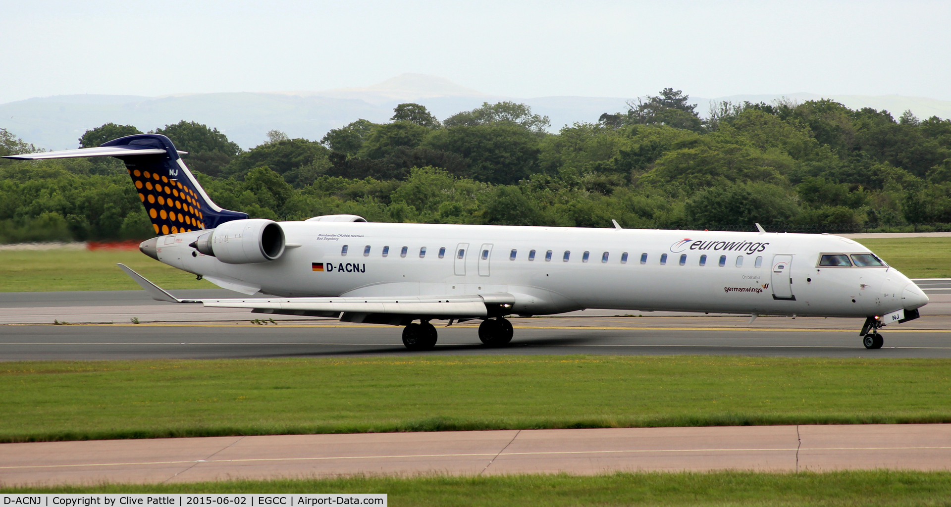 D-ACNJ, 2010 Bombardier CRJ-900 NG (CL-600-2D24) C/N 15249, Moments after arrival at Manchester Airport EGCC