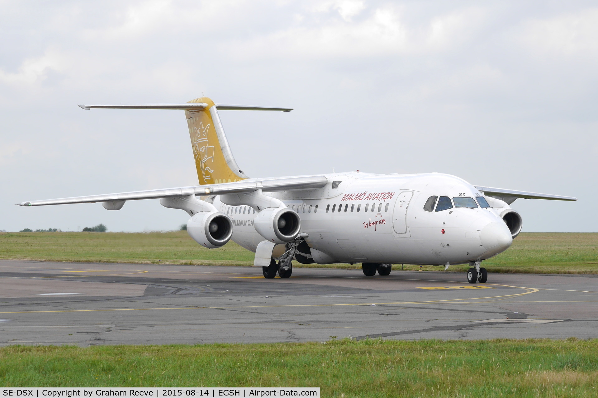 SE-DSX, 1994 British Aerospace Avro 146-RJ100 C/N E3255, Just landed at Norwich.