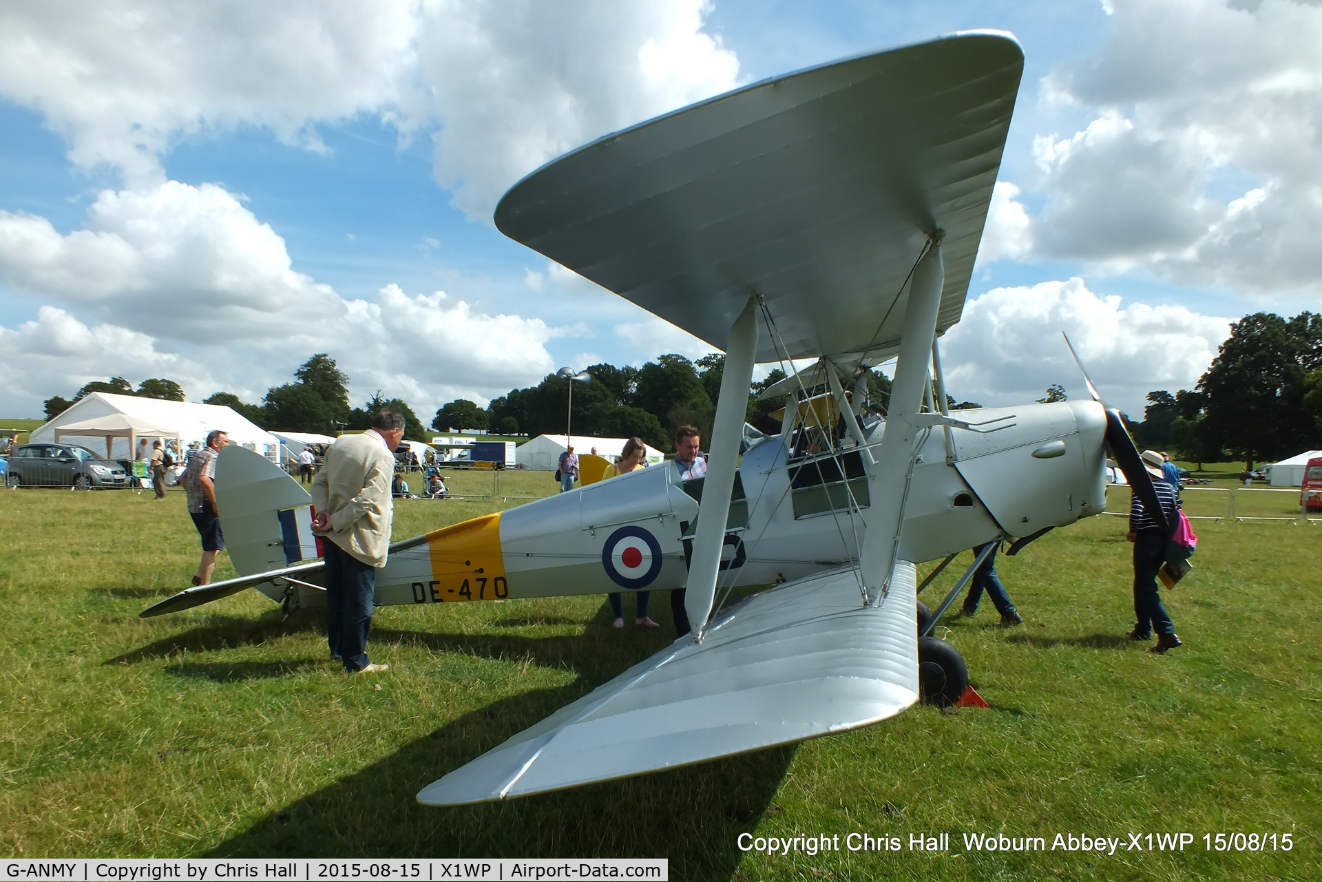 G-ANMY, 1942 De Havilland DH-82A Tiger Moth II C/N 85466, International Moth Rally at Woburn Abbey 15/08/15