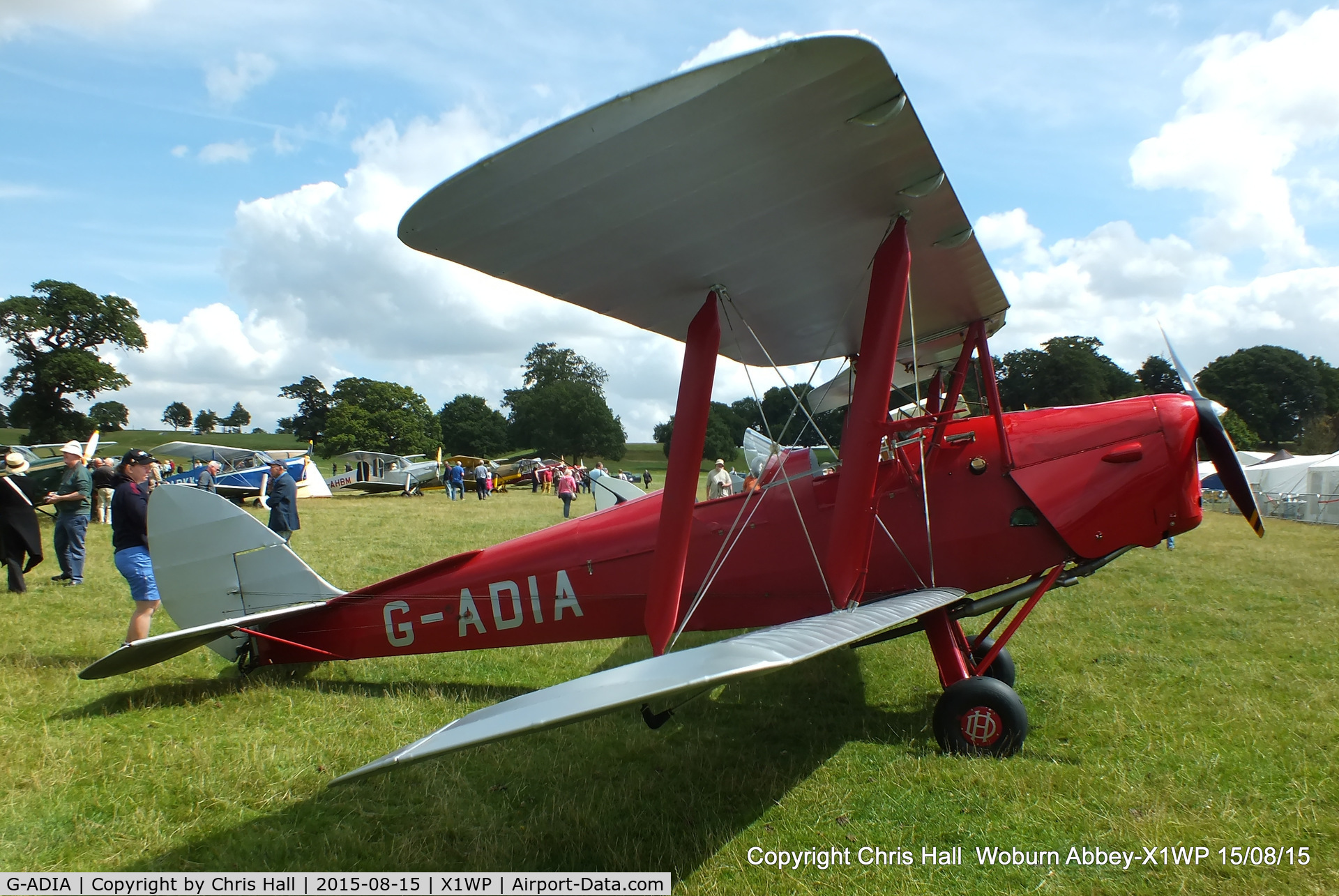 G-ADIA, 1935 De Havilland DH-82A Tiger Moth II C/N 3368, International Moth Rally at Woburn Abbey 15/08/15