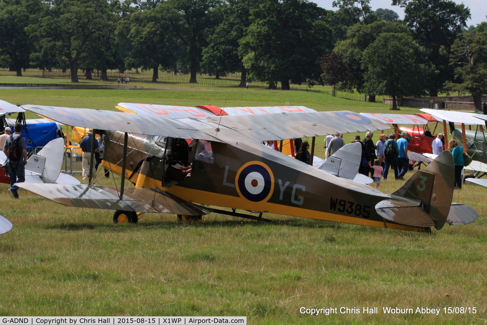 G-ADND, 1936 De Havilland DH.87B Hornet Moth C/N 8097, International Moth Rally at Woburn Abbey 15/08/15