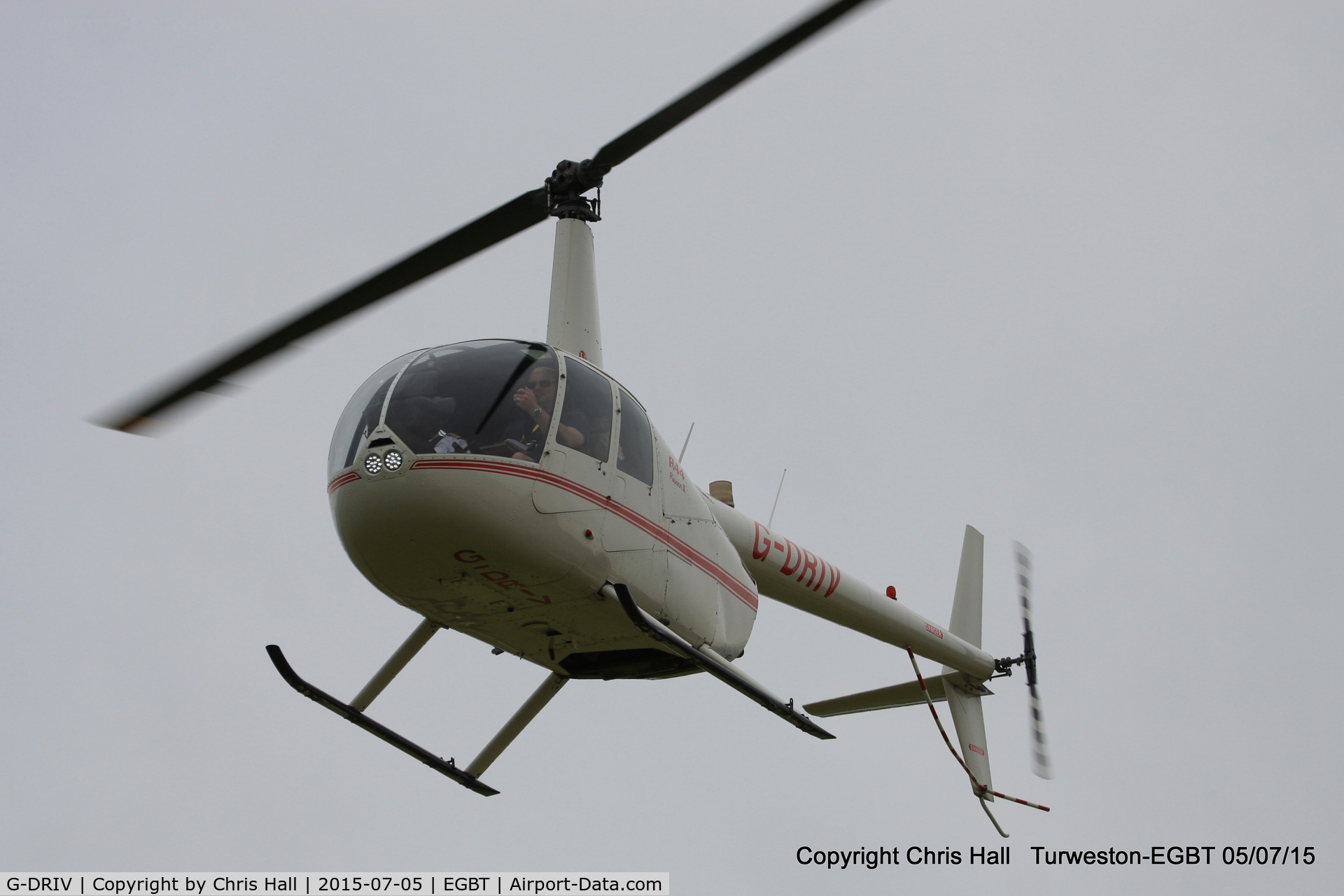 G-DRIV, 2003 Robinson R44 Raven II C/N 10126, ferrying race fans to the British F1 Grand Prix at Silverstone