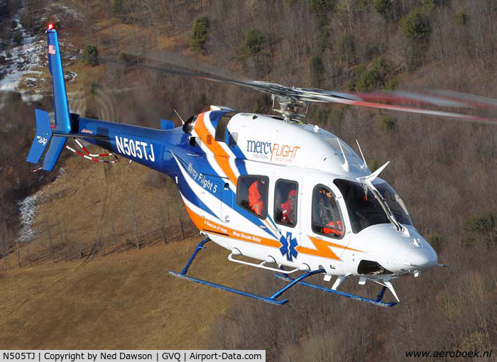 N505TJ, Bell 429 GlobalRanger C/N 57029, This is the Bell 429 belonging to Mercy Flight of Western New York, the one stationed at Genesee County Airport near Batavia, NY. It just landed near my house yesterday for a pedestrian hit by a car. :-(
