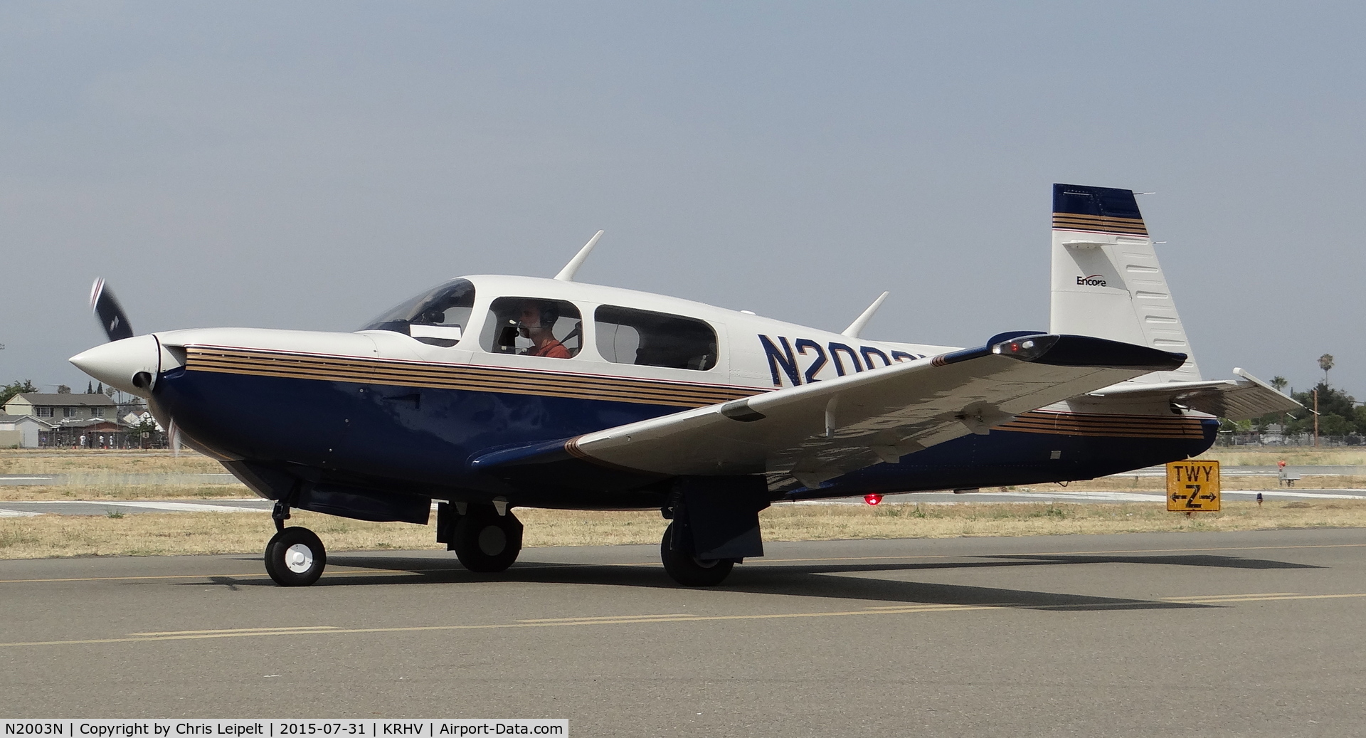 N2003N, 1997 Mooney M20K C/N 25-2005, Privately owned 1977 Mooney M20K taxing out for departure to Washington at Reid Hillview Airport, San Jose, CA.