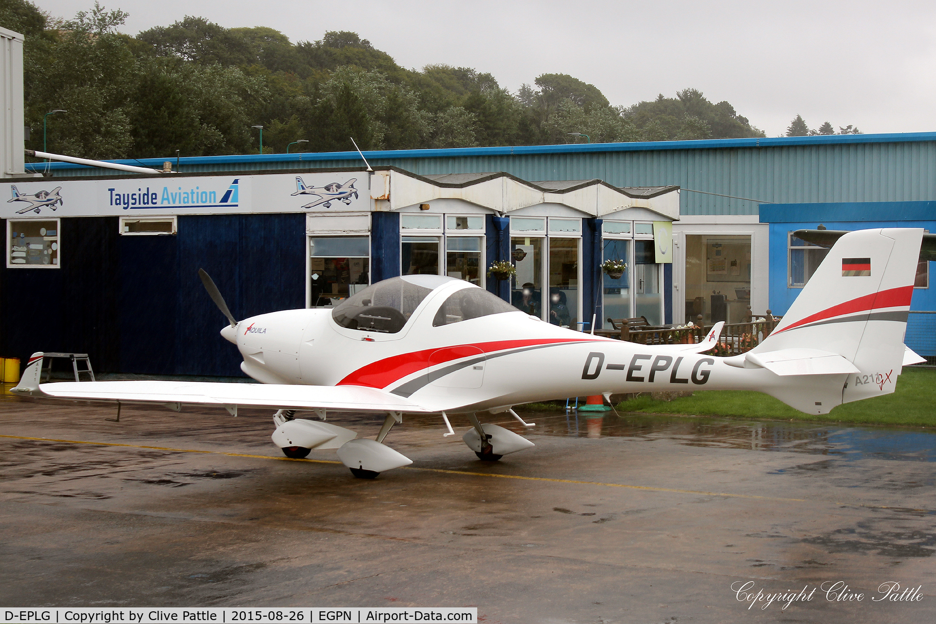 D-EPLG, 2014 Aquila A211 C/N AT01-100C-315, Pictured visiting Tayside Aviation at Dundee Riverside airport EGPN. Could it be on a demo visit or perhaps a new acquisition or .... just visiting. Time will tell.
