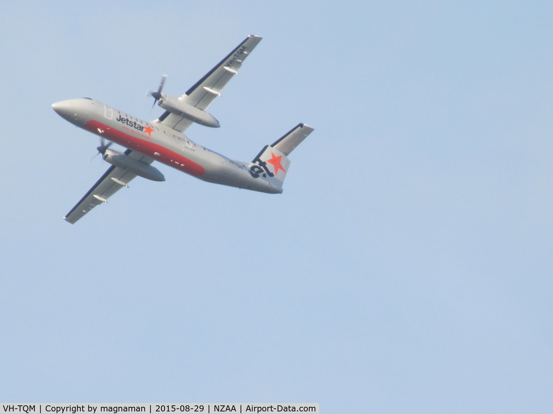 VH-TQM, 2004 De Havilland Canada DHC-8-315Q Dash 8 C/N 604, off to wellington for service media launch