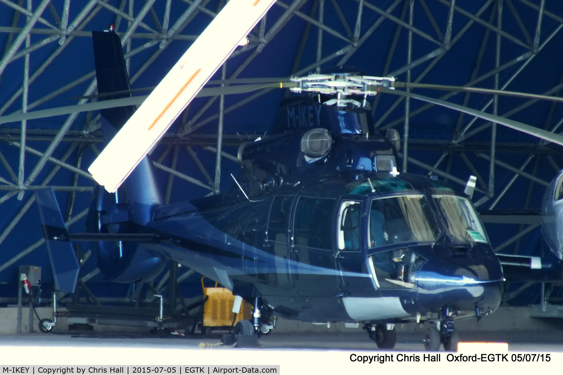 M-IKEY, 2005 Eurocopter AS-365N-3 Dauphin 2 C/N 6713, hangared at Oxford