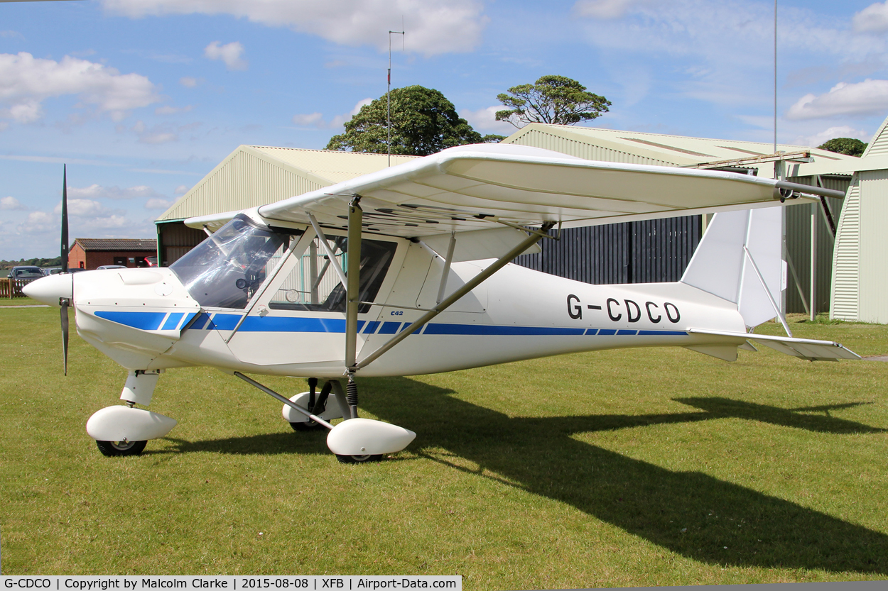 G-CDCO, 2005 Comco Ikarus C42 FB UK C/N PFA 322-14315, Ikarus C42 FB UK, resident at Fishburn Airfield, August 8th 2015.