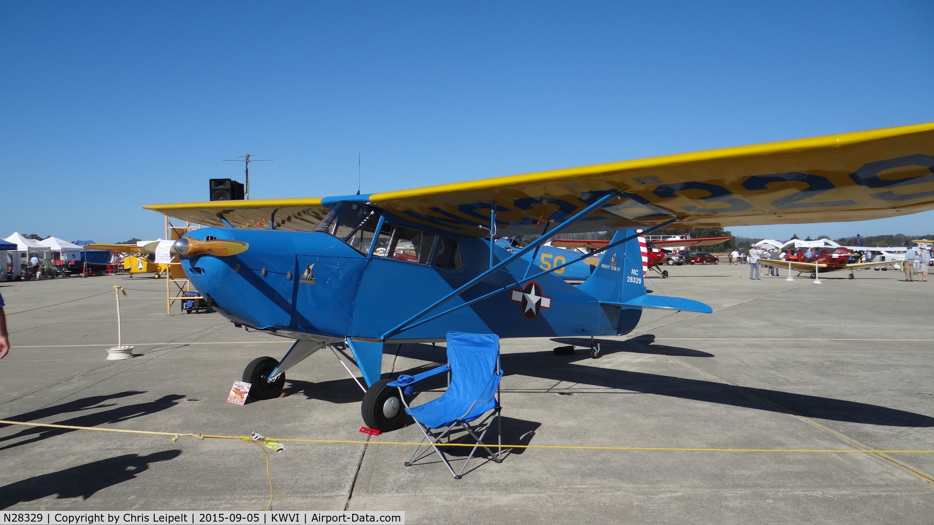 N28329, 1941 Interstate S-1A Cadet C/N 17, 1941 Interstate S-1A on display at the Watsonville Fly-In 2015.