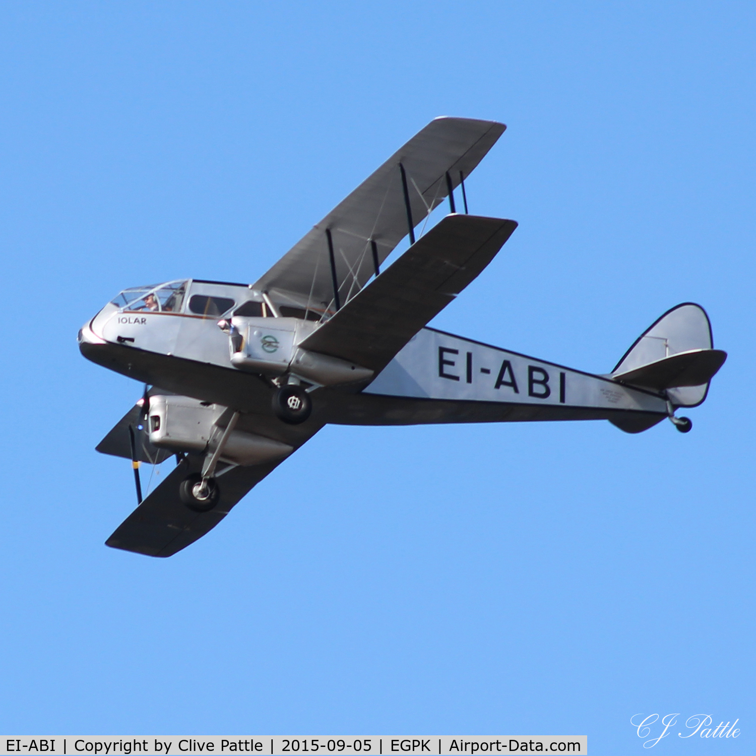 EI-ABI, 1936 De Havilland DH-84 Dragon 2 C/N 6105, Seen displaying as part of the new Irish Air Corps Historic Flight at the Scottish Airshow 2015 held at Ayr seafront and Prestwick Airport EGPK