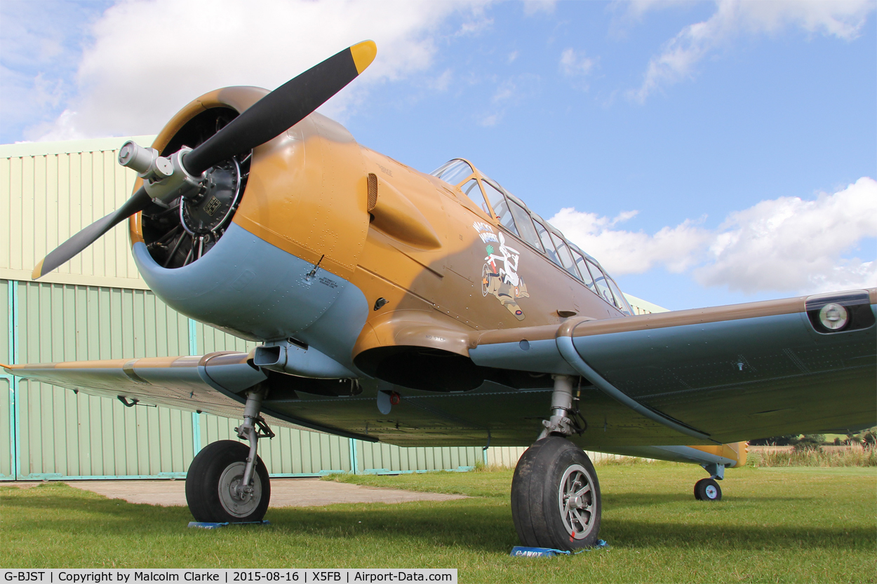 G-BJST, 1953 Canadian Car & Foundry T-6H Harvard Mk.4M C/N 14A-2429, Canadian Car & Foundry T-6H Harvard Mk4M, following a repaint at Fishburn Airfield. August 16th 2015.