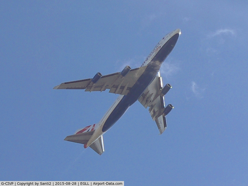 G-CIVP, 1998 Boeing 747-436 C/N 28850, Flying over central London.