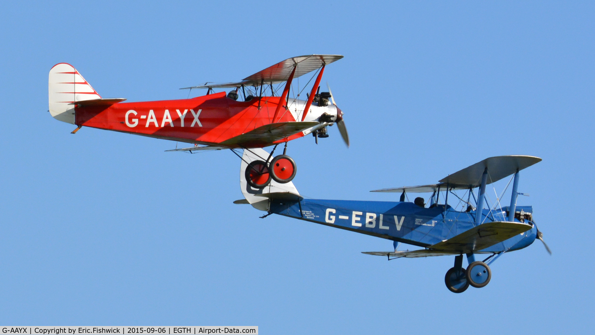 G-AAYX, 1930 Southern Martlet C/N 202, 45. G-AAYX Martlet and Moth in display mode at The Shuttleworth Pagent Airshow, Sep. 2015.