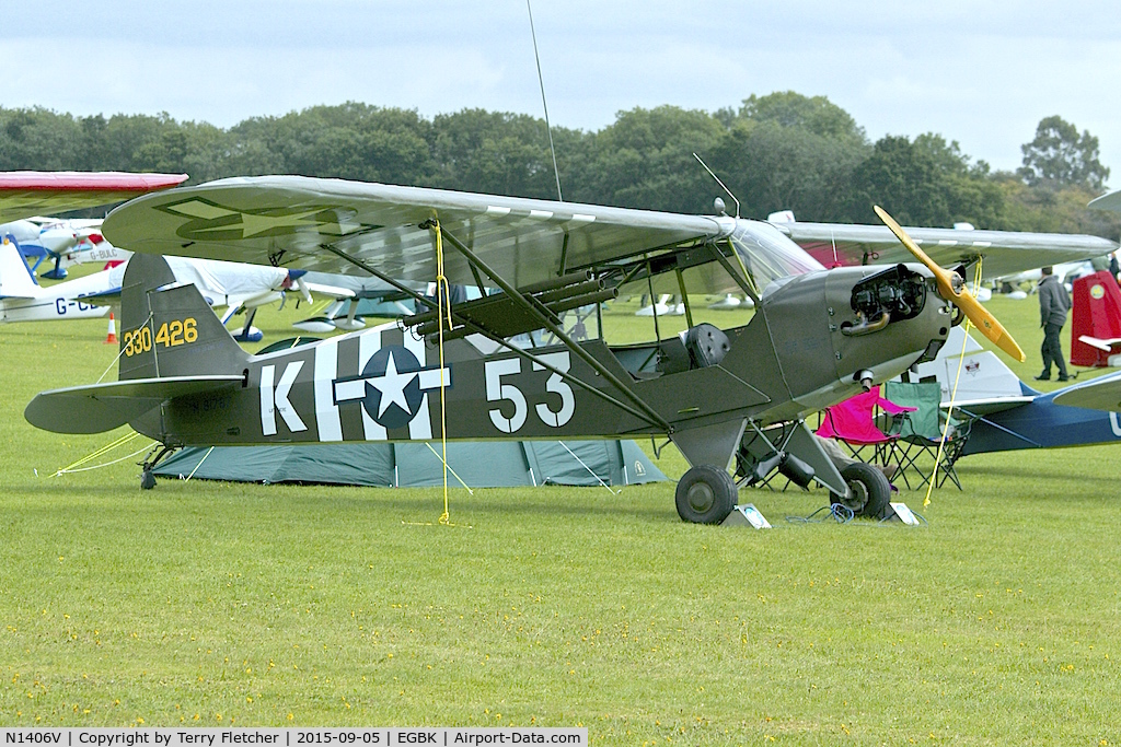 N1406V, 1944 Piper L-4J Grasshopper (J3C-65D) C/N 12891, At 2015 LAA Rally at Sywell